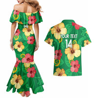 Custom Vanuatu Cricket Couples Matching Mermaid Dress and Hawaiian Shirt 2024 Tropical Flowers Version LT14 - Polynesian Pride