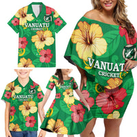 Custom Vanuatu Cricket Family Matching Off Shoulder Short Dress and Hawaiian Shirt 2024 Tropical Flowers Version LT14 - Polynesian Pride