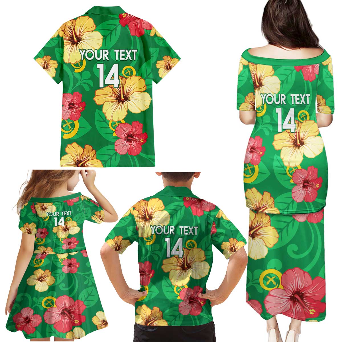 Custom Vanuatu Cricket Family Matching Puletasi and Hawaiian Shirt 2024 Tropical Flowers Version LT14 - Polynesian Pride