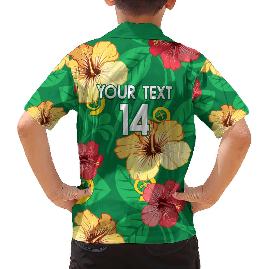 Custom Vanuatu Cricket Family Matching Short Sleeve Bodycon Dress and Hawaiian Shirt 2024 Tropical Flowers Version LT14 - Polynesian Pride