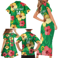 Custom Vanuatu Cricket Family Matching Short Sleeve Bodycon Dress and Hawaiian Shirt 2024 Tropical Flowers Version LT14 - Polynesian Pride