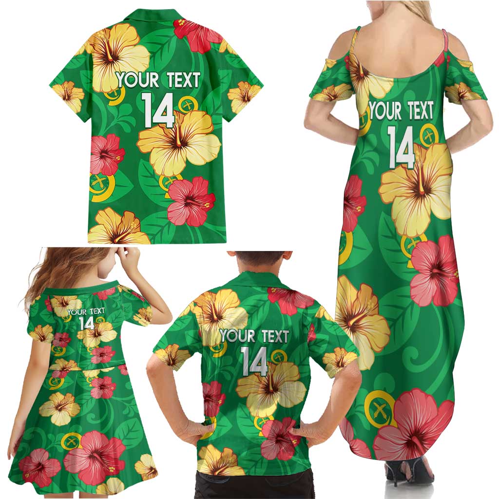 Custom Vanuatu Cricket Family Matching Summer Maxi Dress and Hawaiian Shirt 2024 Tropical Flowers Version LT14 - Polynesian Pride