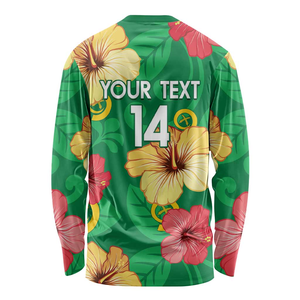 Custom Vanuatu Cricket Long Sleeve Shirt 2024 Tropical Flowers Version LT14 - Polynesian Pride