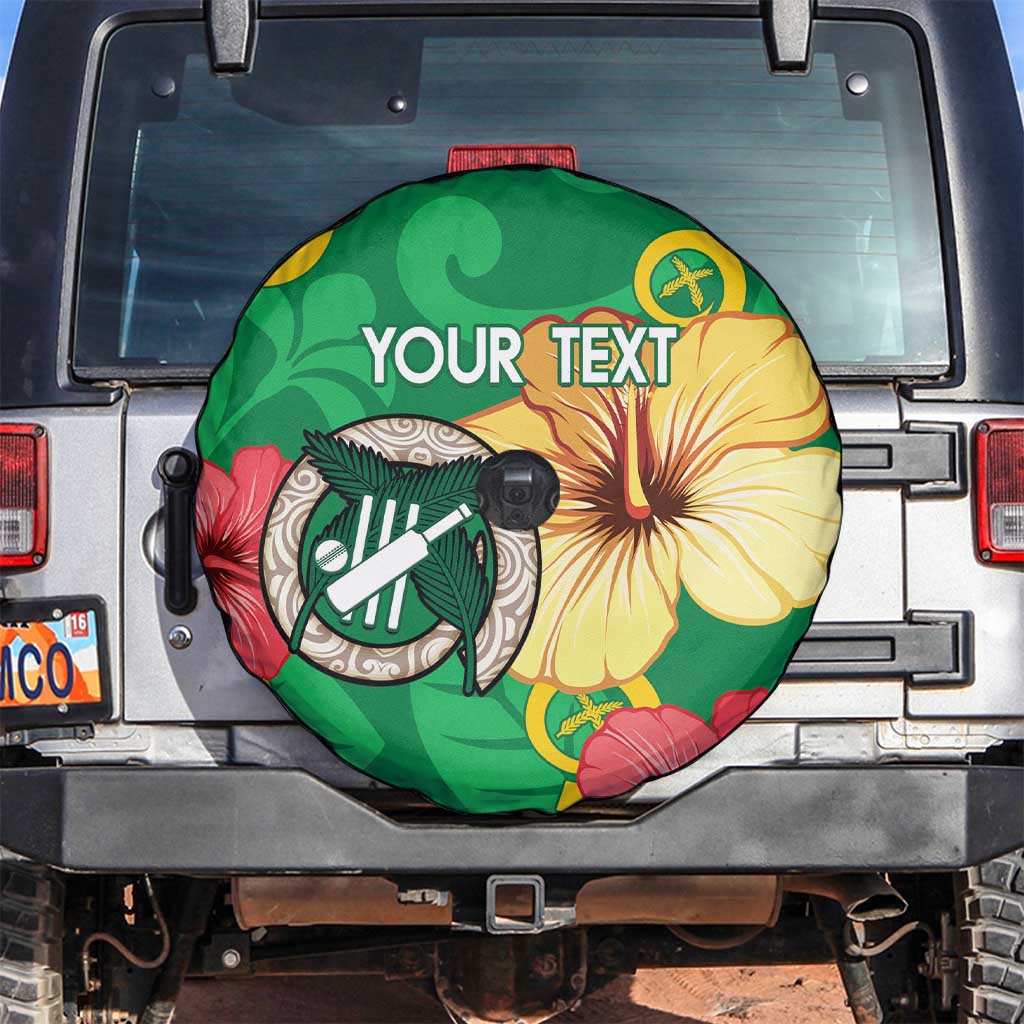 Custom Vanuatu Cricket Spare Tire Cover 2024 Tropical Flowers Version LT14 Green - Polynesian Pride