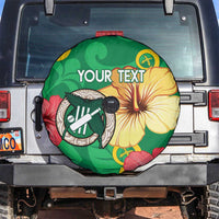 Custom Vanuatu Cricket Spare Tire Cover 2024 Tropical Flowers Version LT14 Green - Polynesian Pride