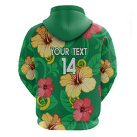 Custom Vanuatu Cricket Zip Hoodie 2024 Tropical Flowers Version LT14 - Polynesian Pride