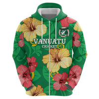Custom Vanuatu Cricket Zip Hoodie 2024 Tropical Flowers Version LT14 - Polynesian Pride