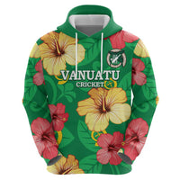 Custom Vanuatu Cricket Zip Hoodie 2024 Tropical Flowers Version LT14 - Polynesian Pride