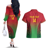 Custom Vanuatu Cricket Couples Matching Off The Shoulder Long Sleeve Dress and Hawaiian Shirt 2024 Polynesian Pattern Sporty Style LT14 - Polynesian Pride