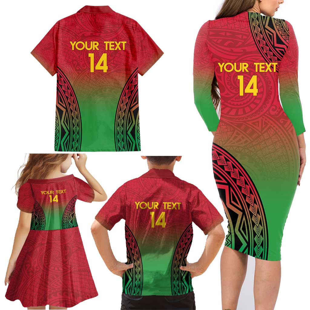 Custom Vanuatu Cricket Family Matching Long Sleeve Bodycon Dress and Hawaiian Shirt 2024 Polynesian Pattern Sporty Style LT14 - Polynesian Pride