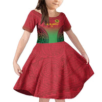 Custom Vanuatu Cricket Family Matching Mermaid Dress and Hawaiian Shirt 2024 Polynesian Pattern Sporty Style LT14 Daughter's Dress Red - Polynesian Pride