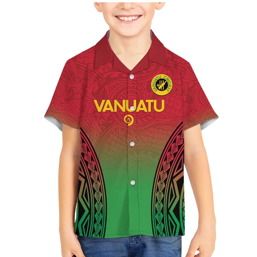 Custom Vanuatu Cricket Family Matching Mermaid Dress and Hawaiian Shirt 2024 Polynesian Pattern Sporty Style LT14 Son's Shirt Red - Polynesian Pride
