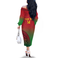 Custom Vanuatu Cricket Family Matching Off The Shoulder Long Sleeve Dress and Hawaiian Shirt 2024 Polynesian Pattern Sporty Style LT14 - Polynesian Pride