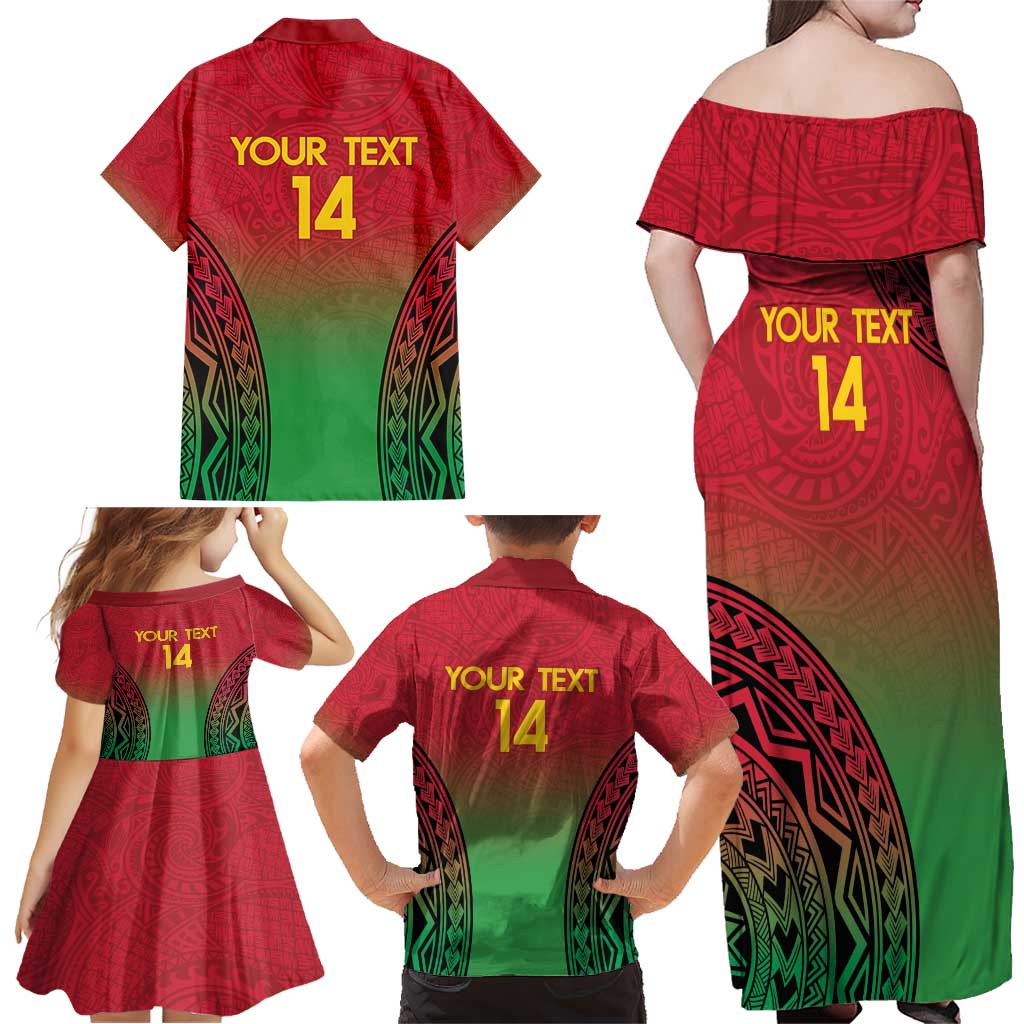Custom Vanuatu Cricket Family Matching Off Shoulder Maxi Dress and Hawaiian Shirt 2024 Polynesian Pattern Sporty Style LT14 - Polynesian Pride