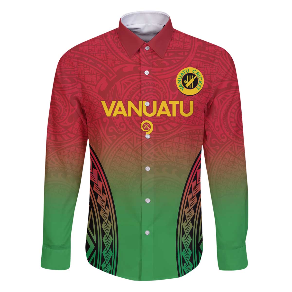 Custom Vanuatu Cricket Family Matching Puletasi and Hawaiian Shirt 2024 Polynesian Pattern Sporty Style LT14 Dad's Shirt - Long Sleeve Red - Polynesian Pride