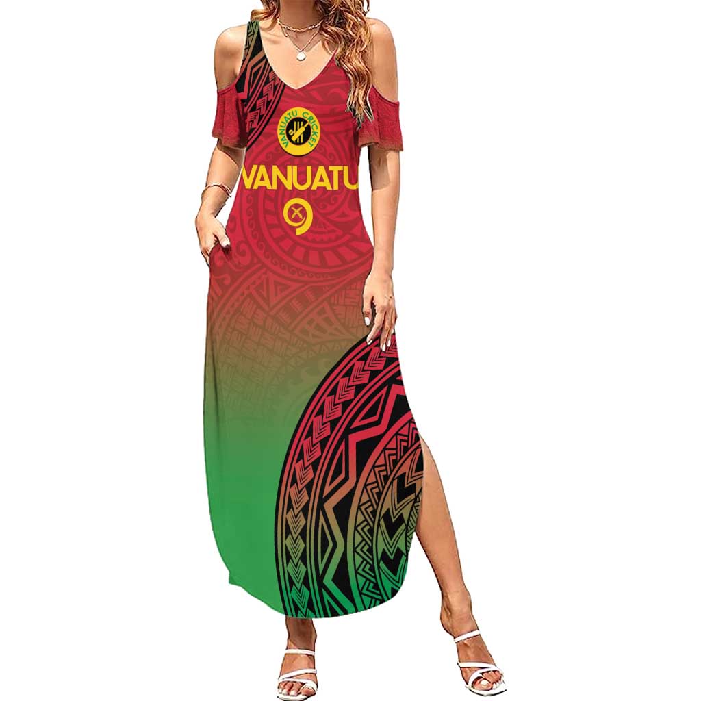 Custom Vanuatu Cricket Family Matching Summer Maxi Dress and Hawaiian Shirt 2024 Polynesian Pattern Sporty Style LT14 Mom's Dress Red - Polynesian Pride