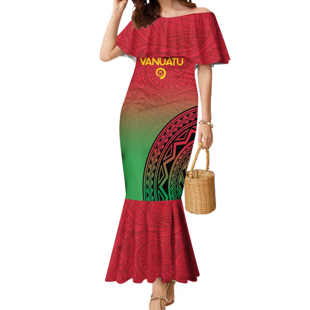 Custom Vanuatu Cricket Mermaid Dress 2024 Polynesian Pattern Sporty Style LT14 Women Red - Polynesian Pride