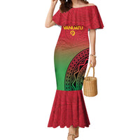Custom Vanuatu Cricket Mermaid Dress 2024 Polynesian Pattern Sporty Style LT14 Women Red - Polynesian Pride