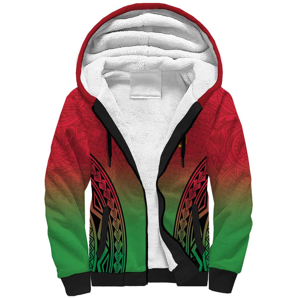 Custom Vanuatu Cricket Sherpa Hoodie 2024 Polynesian Pattern Sporty Style LT14 Unisex Red - Polynesian Pride
