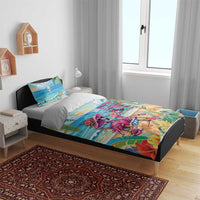 Flamingo Aloha Hawaii Bedding Set It's 5 O’Clock Somewhere Tropical Vibes - Polynesian Pride