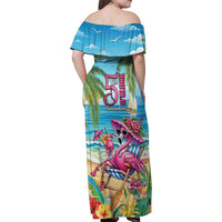 Flamingo Aloha Hawaii Family Matching Off Shoulder Maxi Dress and Hawaiian Shirt It's 5 OClock Somewhere Tropical Vibes LT14 - Polynesian Pride