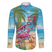 Flamingo Aloha Hawaii Family Matching Puletasi and Hawaiian Shirt It's 5 OClock Somewhere Tropical Vibes LT14 Dad's Shirt - Long Sleeve Blue - Polynesian Pride