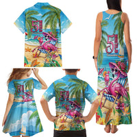 Flamingo Aloha Hawaii Family Matching Tank Maxi Dress and Hawaiian Shirt It's 5 OClock Somewhere Tropical Vibes LT14 - Polynesian Pride