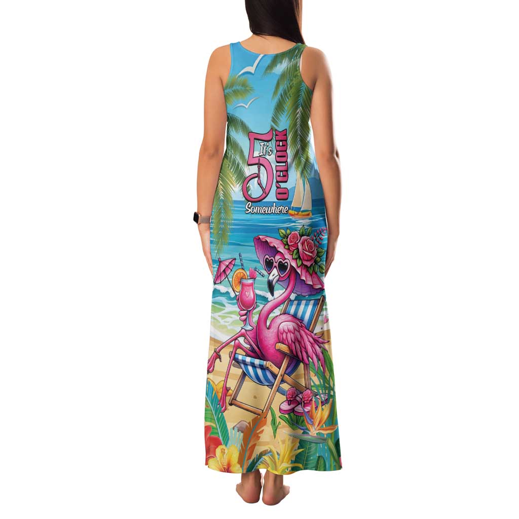 Flamingo Aloha Hawaii Family Matching Tank Maxi Dress and Hawaiian Shirt It's 5 OClock Somewhere Tropical Vibes LT14 - Polynesian Pride