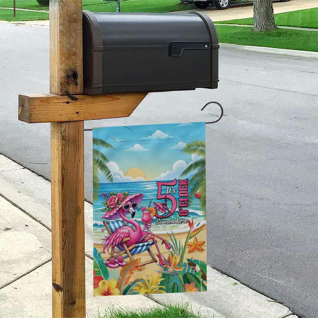 Flamingo Aloha Hawaii Garden Flag It's 5 OClock Somewhere Tropical Vibes LT14 - Polynesian Pride
