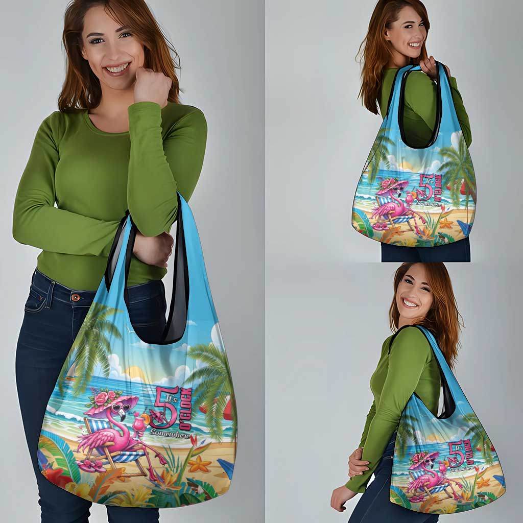 Flamingo Aloha Hawaii Grocery Bag It's 5 OClock Somewhere Tropical Vibes LT14 - Polynesian Pride