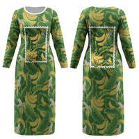 Aloha Hawaii Maia Couples Matching Long Sleeve Bodycon Dress and Hawaiian Shirt Hawaiian Banana Stylized Stamp LT14 - Polynesian Pride