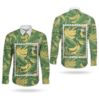 Aloha Hawaii Maia Couples Matching Off Shoulder Short Dress and Long Sleeve Button Shirt Hawaiian Banana Stylized Stamp LT14 - Polynesian Pride