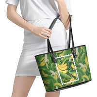 Aloha Hawaii Maia Leather Tote Bag Hawaiian Banana Stylized Stamp LT14 - Polynesian Pride