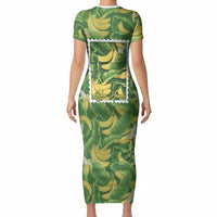 Aloha Hawaii Maia Short Sleeve Bodycon Dress Hawaiian Banana Stylized Stamp LT14 - Polynesian Pride