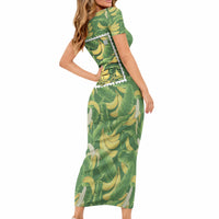 Aloha Hawaii Maia Short Sleeve Bodycon Dress Hawaiian Banana Stylized Stamp LT14 - Polynesian Pride