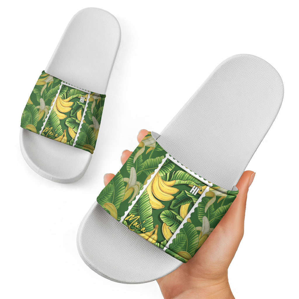 Aloha Hawaii Maia Slide Sandals Hawaiian Banana Stylized Stamp LT14 - Polynesian Pride