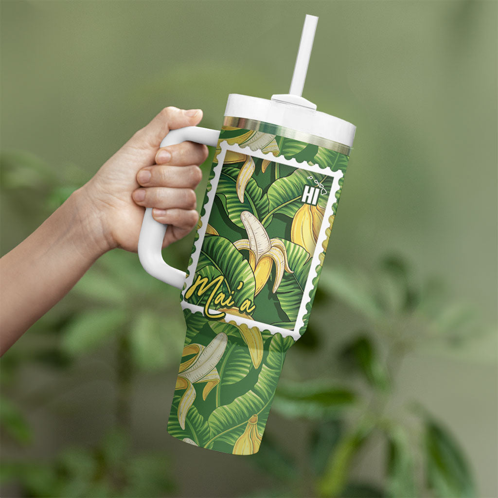 Aloha Hawaii Maia Tumbler With Handle Hawaiian Banana Stylized Stamp LT14 - Polynesian Pride