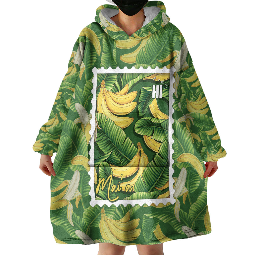 Aloha Hawaii Maia Wearable Blanket Hoodie Hawaiian Banana Stylized Stamp LT14 - Polynesian Pride