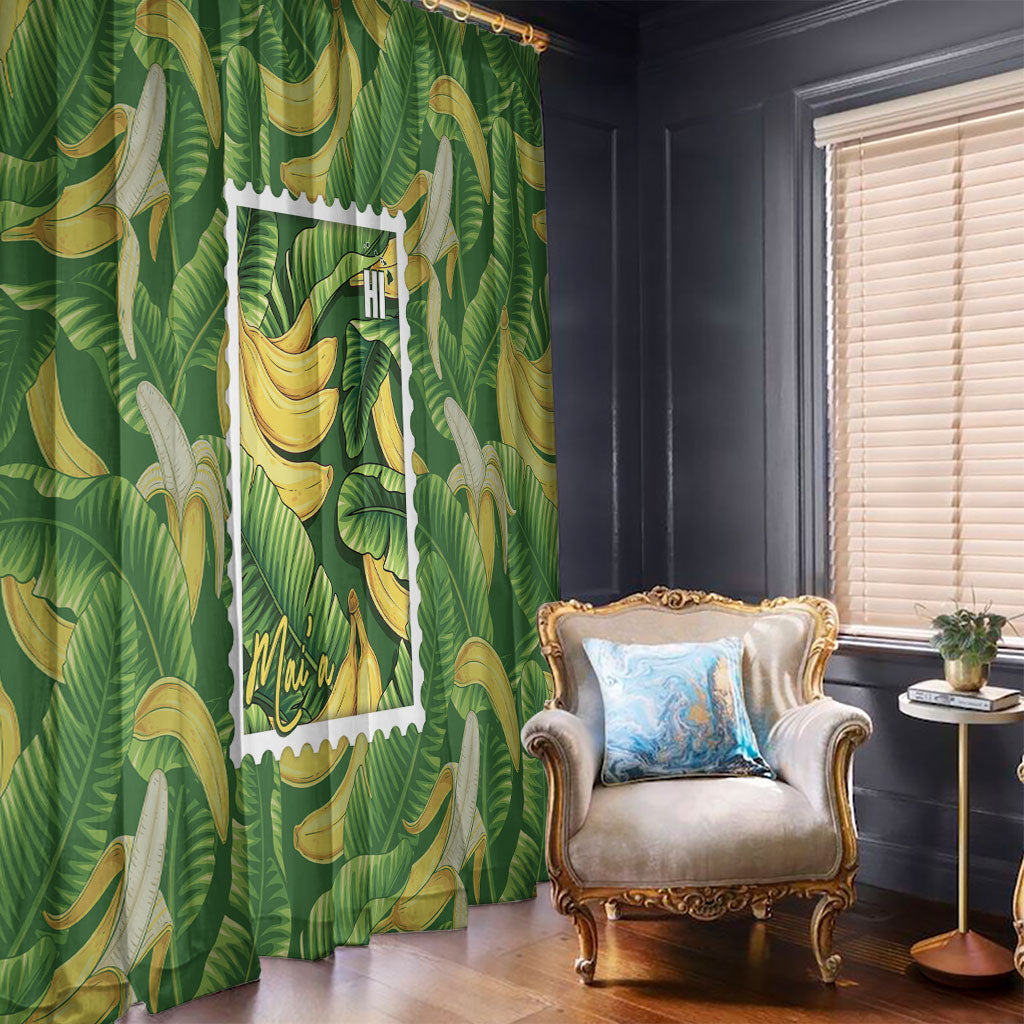 Aloha Hawaii Maia Window Curtain Hawaiian Banana Stylized Stamp LT14 - Polynesian Pride