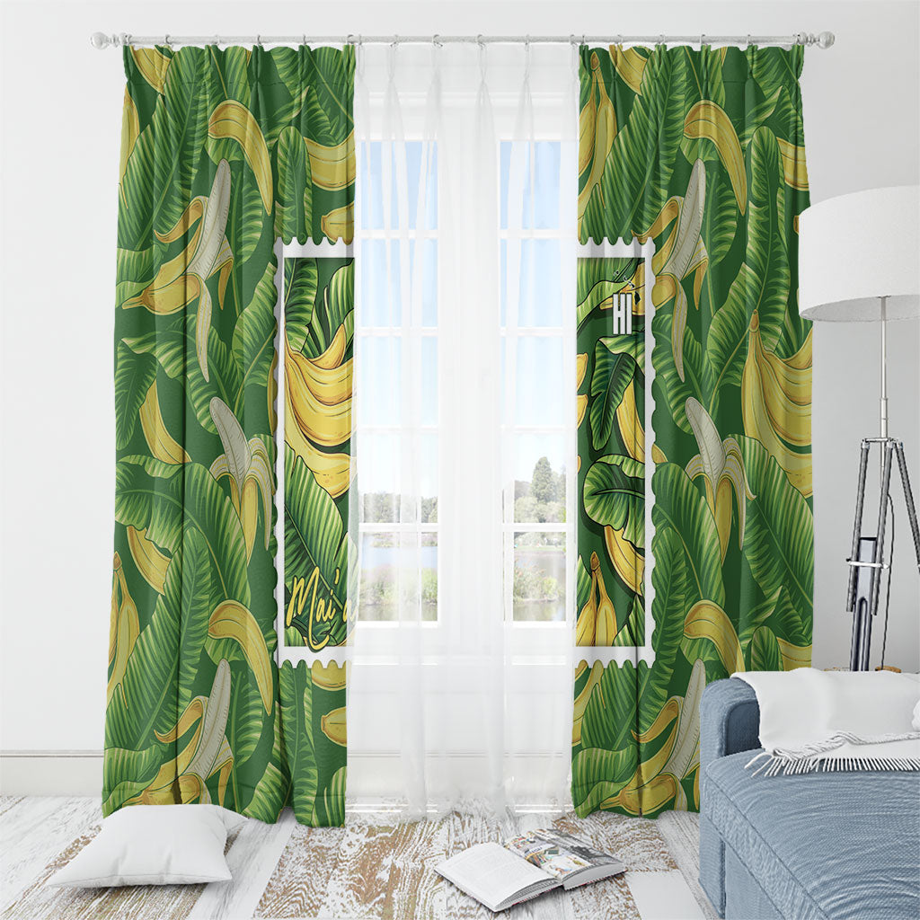 Aloha Hawaii Maia Window Curtain Hawaiian Banana Stylized Stamp LT14 - Polynesian Pride