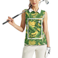 Aloha Hawaii Maia Women Sleeveless Polo Shirt Hawaiian Banana Stylized Stamp LT14 - Polynesian Pride