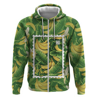 Aloha Hawaii Maia Zip Hoodie Hawaiian Banana Stylized Stamp LT14 Zip Hoodie Green - Polynesian Pride