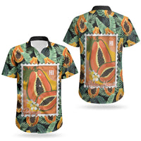 Aloha Hawaii Mikana Couples Matching Short Sleeve Bodycon Dress and Hawaiian Shirt Hawaiian Papaya Stylized Stamp LT14 - Polynesian Pride