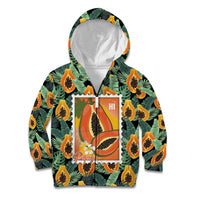Aloha Hawaii Mikana Kid Hoodie Hawaiian Papaya Stylized Stamp LT14 Zip Hoodie Green - Polynesian Pride