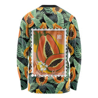 Aloha Hawaii Mikana Long Sleeve Shirt Hawaiian Papaya Stylized Stamp LT14 - Polynesian Pride