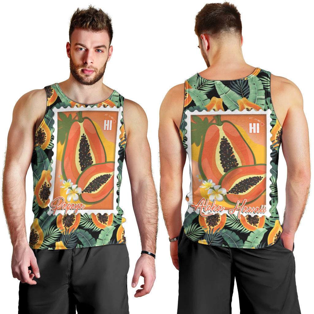 Aloha Hawaii Mikana Men Tank Top Hawaiian Papaya Stylized Stamp LT14 - Polynesian Pride