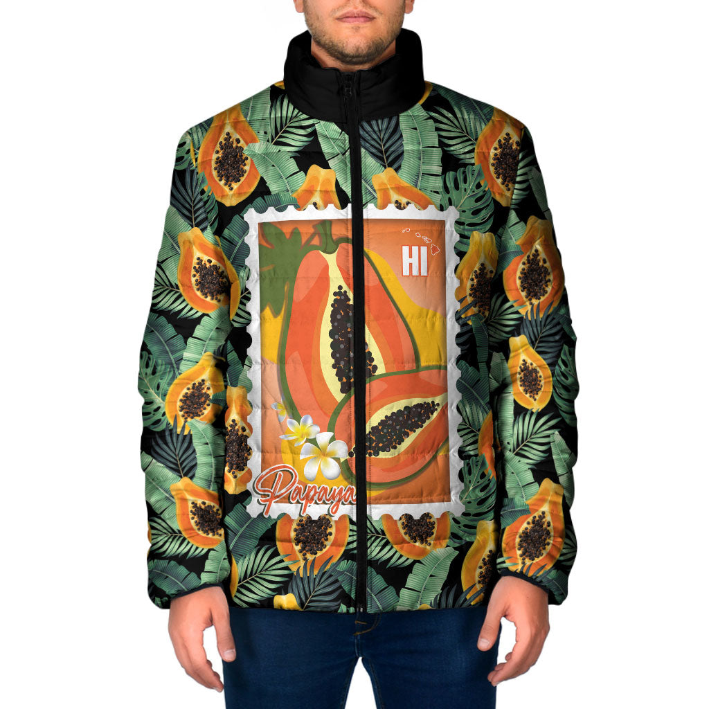 Aloha Hawaii Mikana Padded Jacket Hawaiian Papaya Stylized Stamp