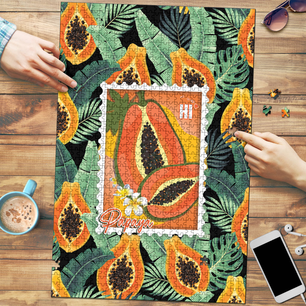 Aloha Hawaii Mikana Puzzle Hawaiian Papaya Stylized Stamp