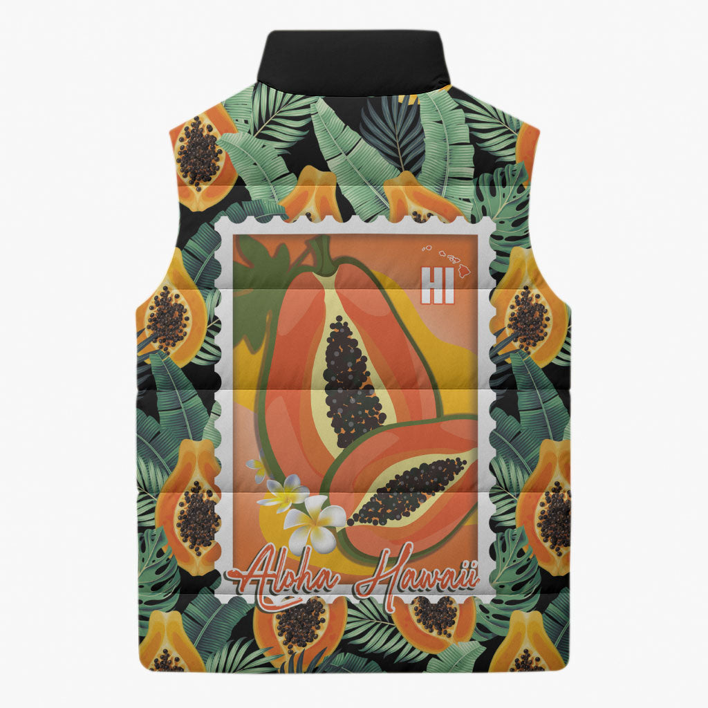 Aloha Hawaii Mikana Sleeveless Puffer Jacket Hawaiian Papaya Stylized Stamp LT14 - Polynesian Pride