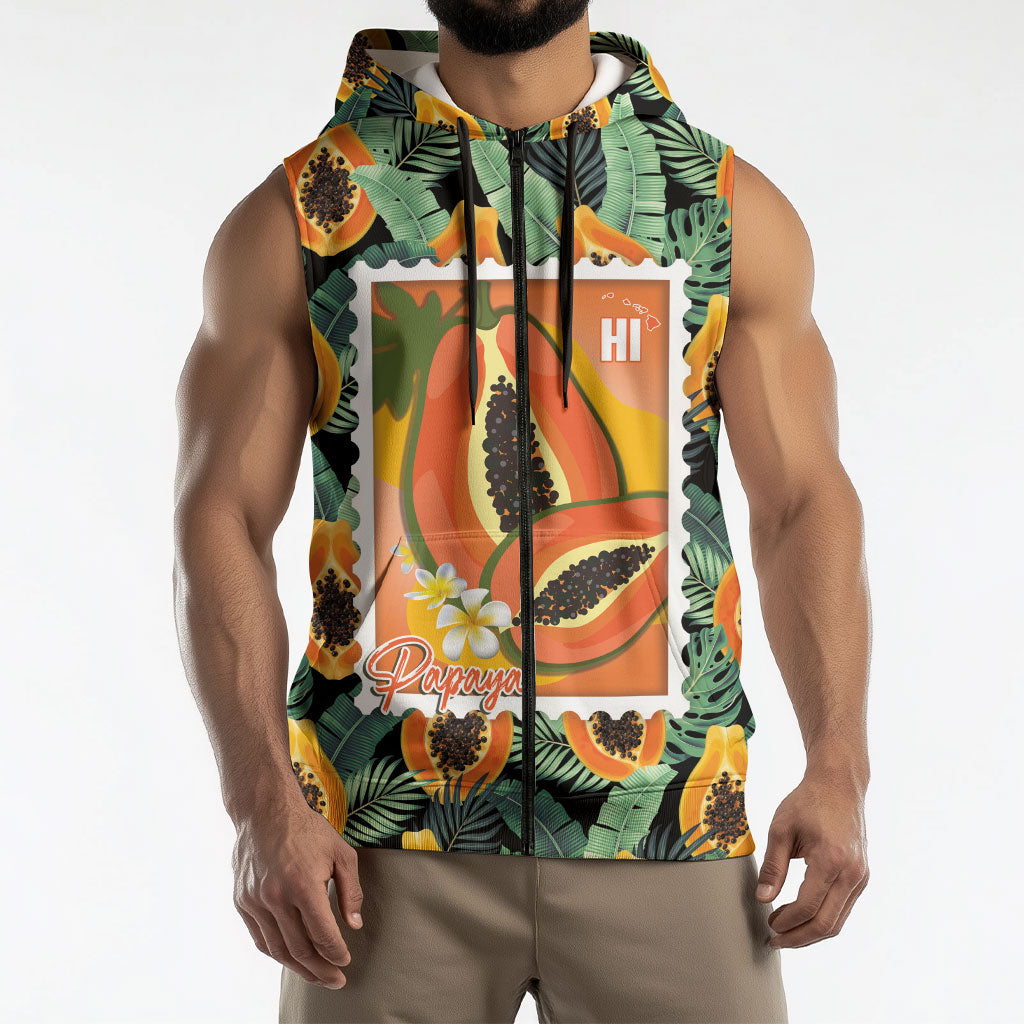 Aloha Hawaii Mikana Sleeveless Zip Hoodie Hawaiian Papaya Stylized Stamp LT14 - Polynesian Pride